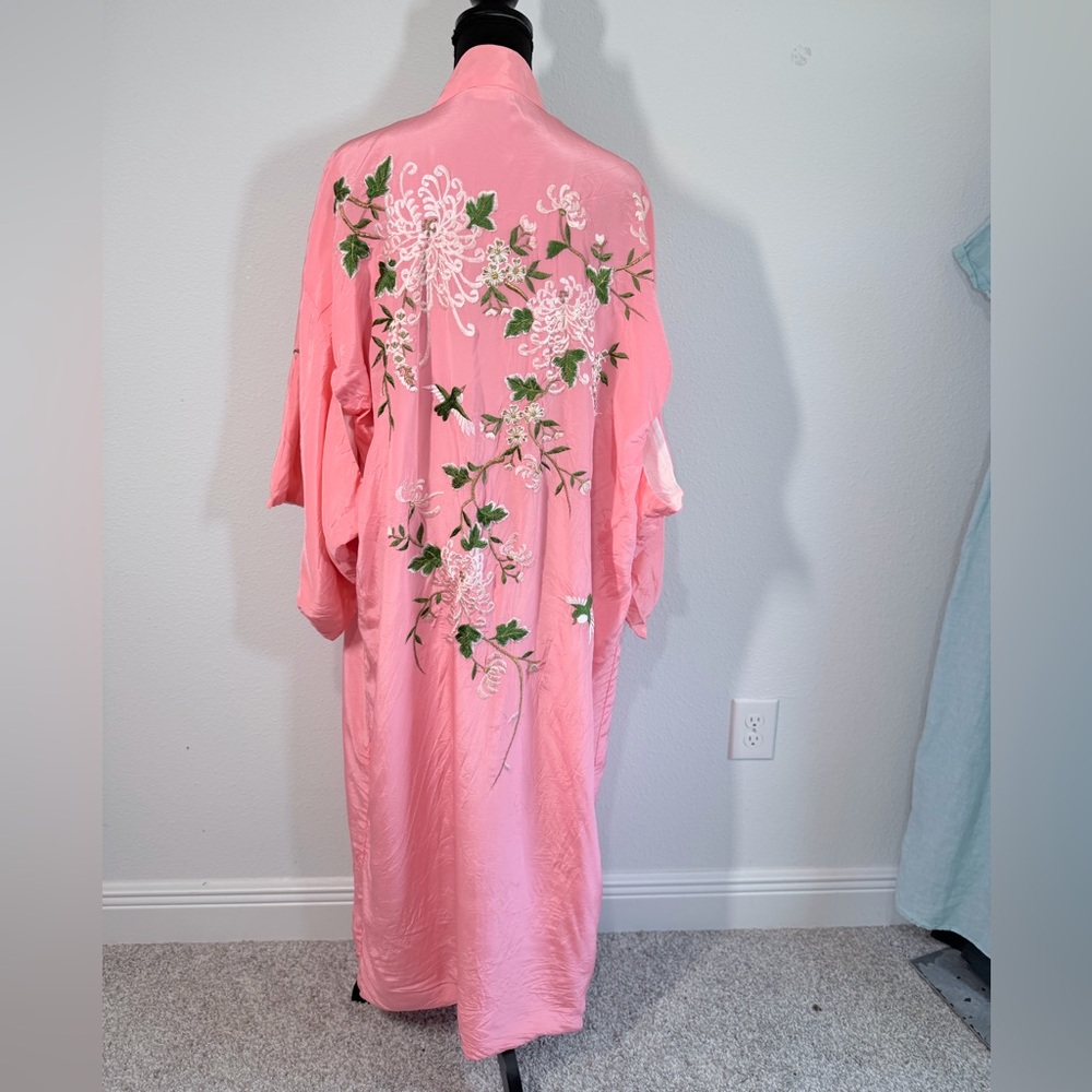 Vintage Japanese Kimono Cherry Blossom Embroidered One Size - Picture 2 of 10